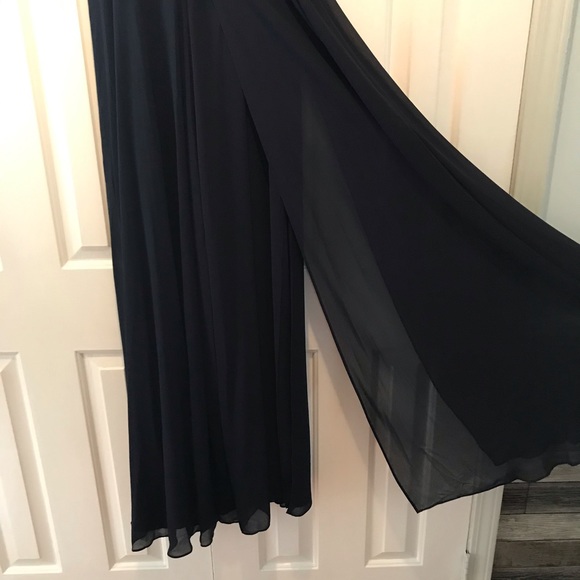 Navy blue formal Jumpsuit with chiffon overlay - Picture 8 of 8